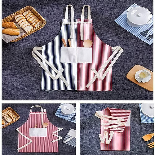 Stripe Canvas Apron (Random Color)