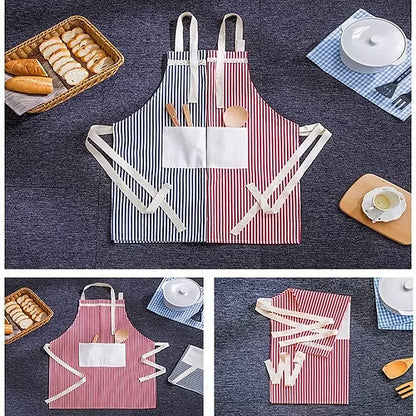 Stripe Canvas Apron (Random Color)