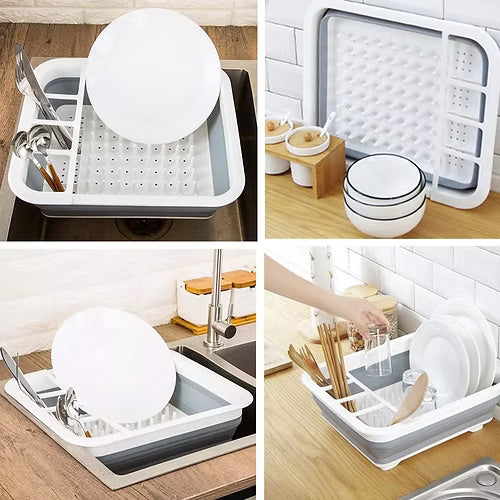 Collapsible Dish Drying Rack Portable Dish Drainer Dinnerware Organizer