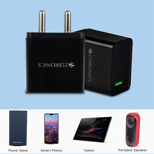 ZEBRONICS 18W Charger 1 M Type C Cable(Black)