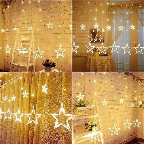 6 Big 6 Small Star LED String Light (Warm White)