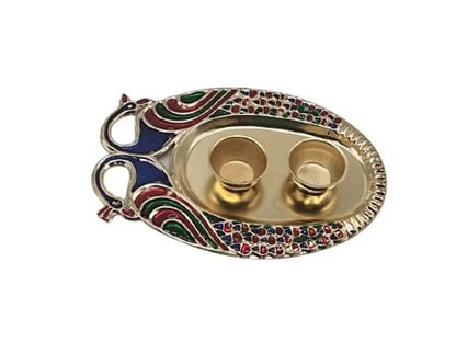 Double Peacock Kumkum Thali With Heavy Box