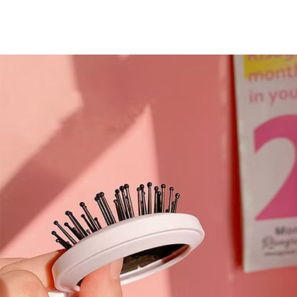Cartoon Printed Mini Mirror With Comb (Random Print)