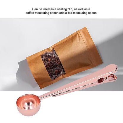 Rose Golden Spoon cum Food Packet Sealing Clip
