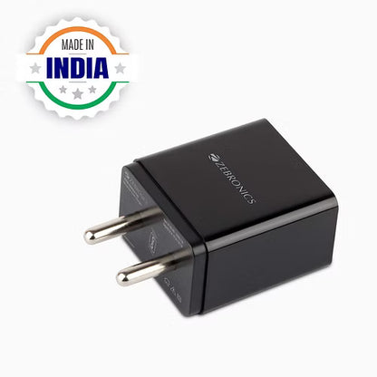 ZEBRONICS 18W Charger 1 M Type C Cable(Black)