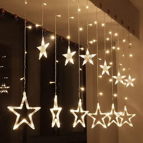 6 Big 6 Small Star LED String Light (Warm White)