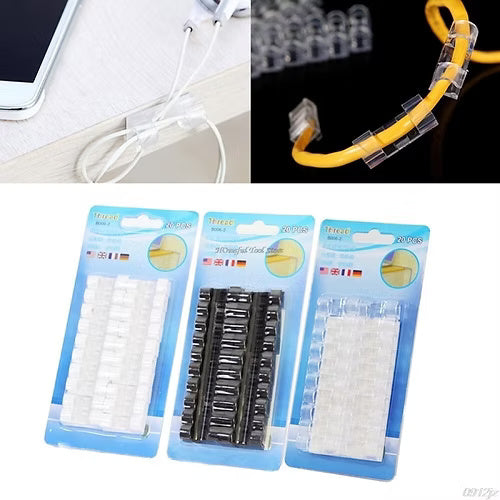 20 Pcs Cord Wire Cable Plastic Clips (Random)