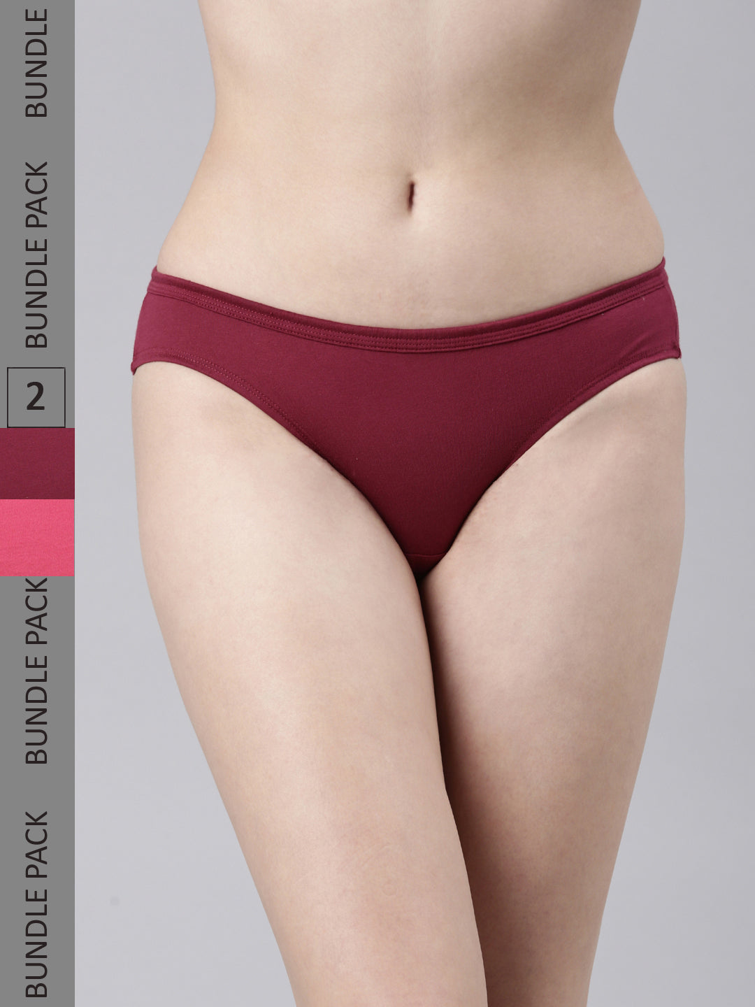 Suburbans INNER ELSTIC WAISTBAND SOLID BIKINI (PACK OF 2)