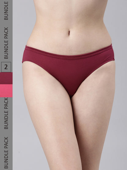 Suburbans INNER ELSTIC WAISTBAND SOLID BIKINI (PACK OF 2)