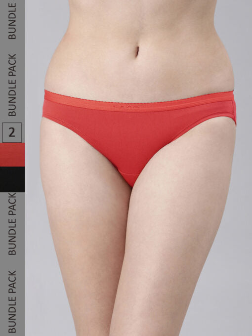 Suburbans OUTER ELSTIC WAISTBAND SOLID BIKINI (PACK OF 2)