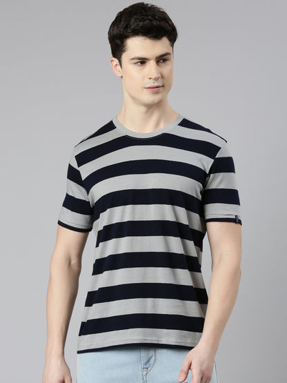 Classy Yarn Dyed Cotton Bold Striped Round Neck T-Shirt