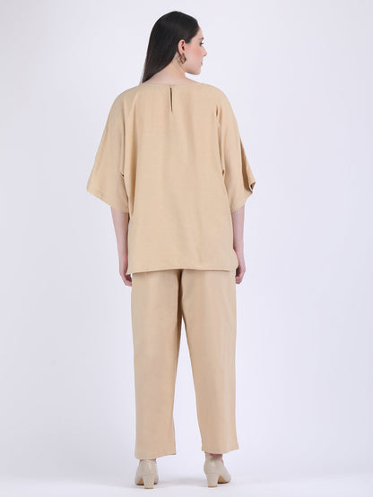 COTTON FLEX COMFORT WEAR COORD SET LIGHT FAWN