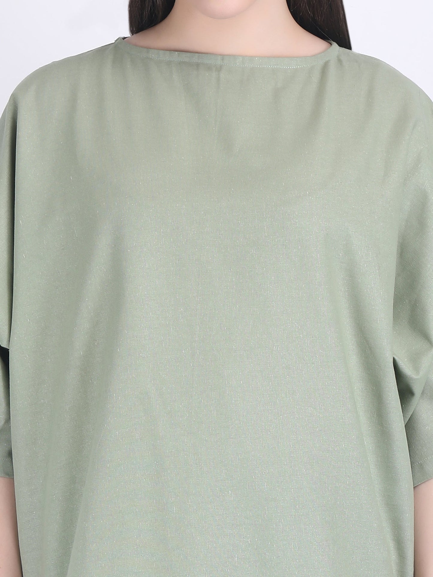 COTTON FLEX COMFORT WEAR COORD SET MINERAL GREEN