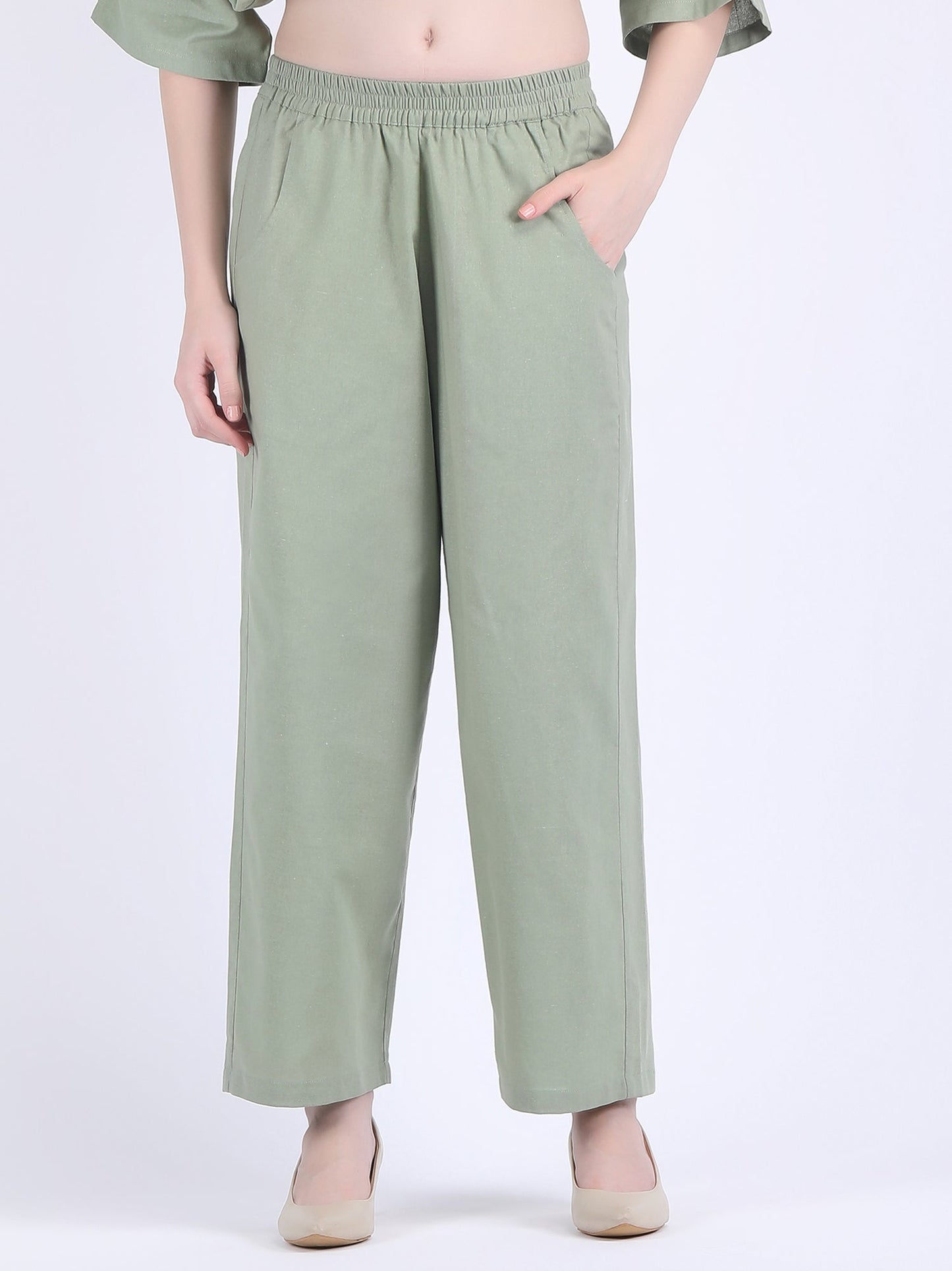 COTTON FLEX COMFORT WEAR COORD SET MINERAL GREEN