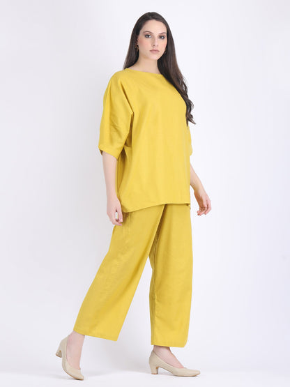 COTTON FLEX COMFORT WEAR COORD SET LEMON CURRY