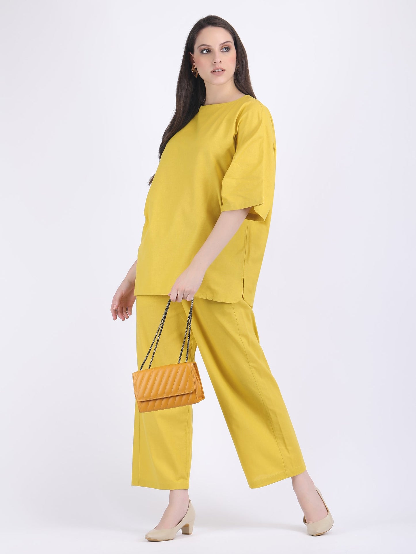 COTTON FLEX COMFORT WEAR COORD SET LEMON CURRY