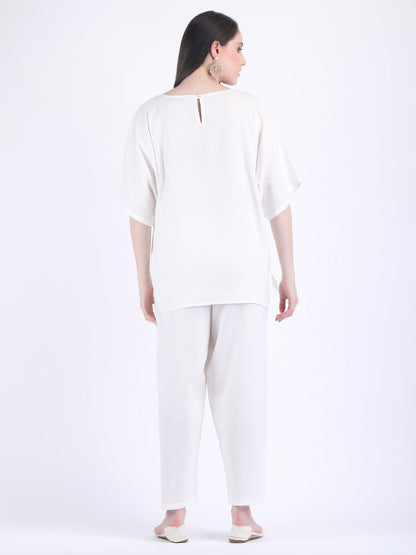 COTTON FLEX COMFORT WEAR COORD SET LUCENT WHITE