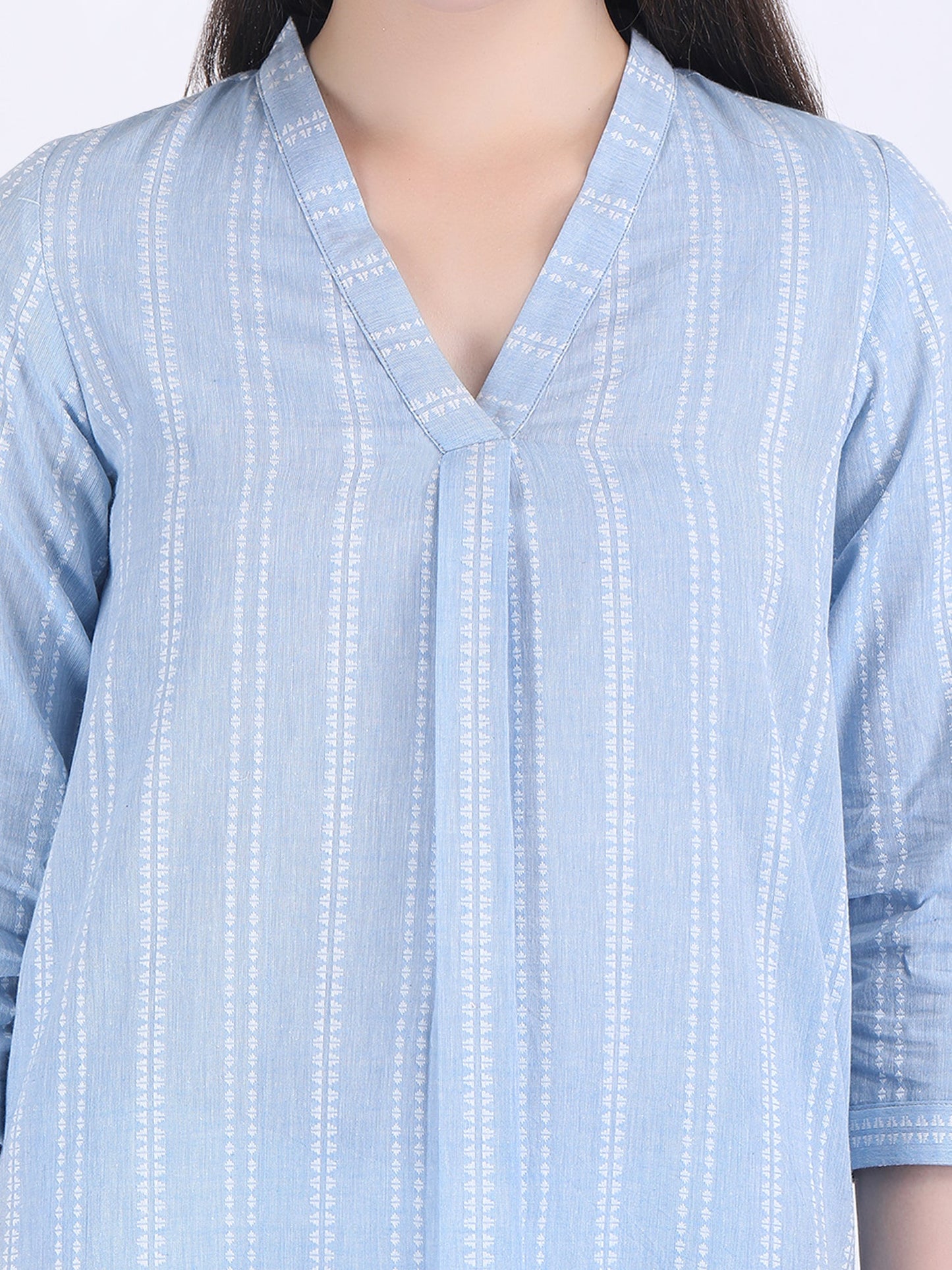 COTTON HANDLOOM COMFORT WEAR KURTA SET AQUA