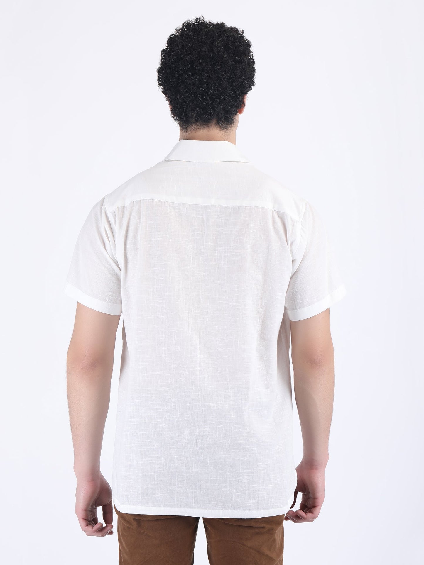 COTTON SLUB LIGHT WEIGHT SUMMER SHIRT IN WHITE