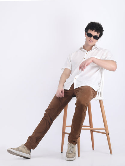 COTTON SLUB LIGHT WEIGHT SUMMER SHIRT IN WHITE