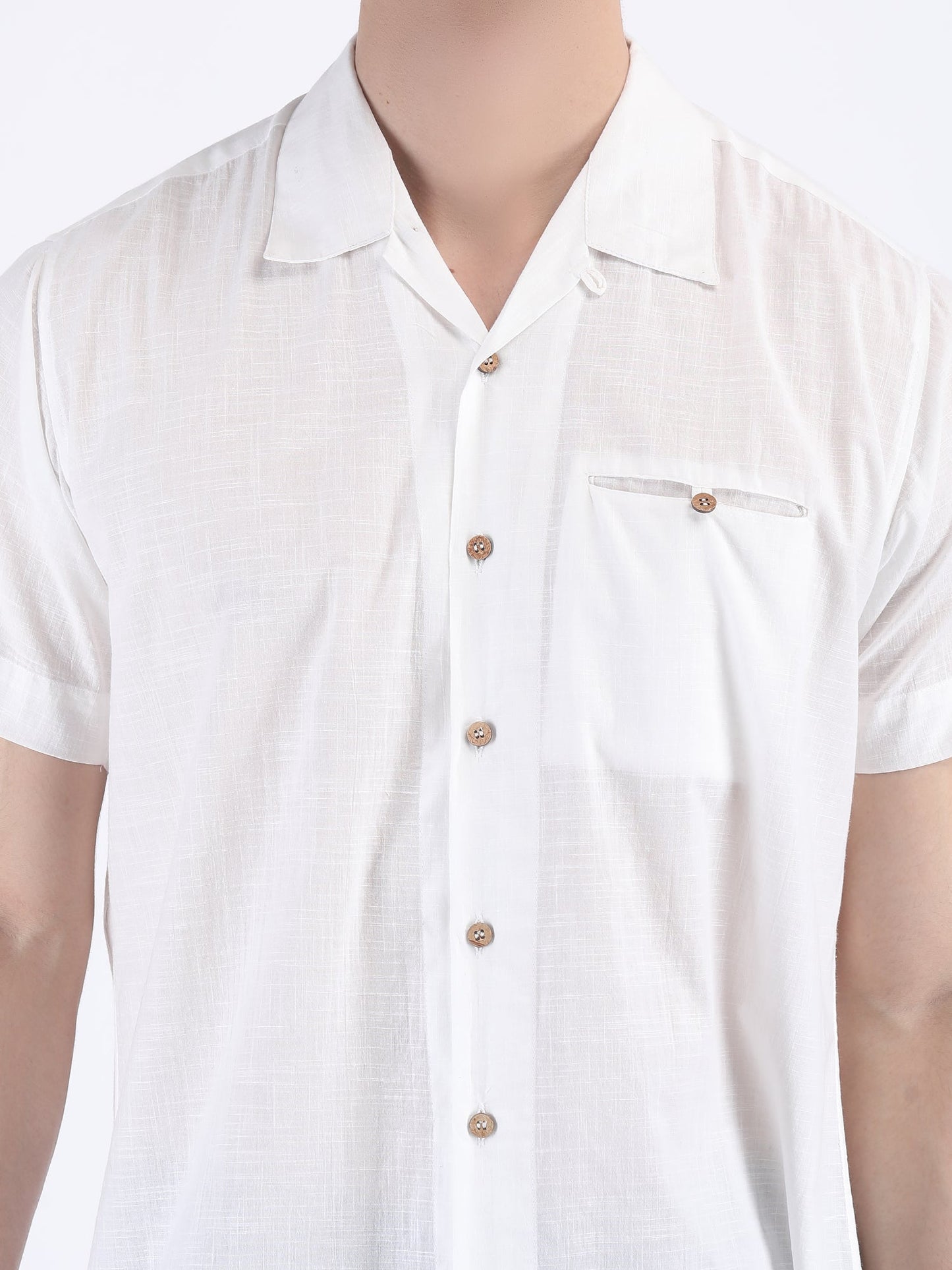 COTTON SLUB LIGHT WEIGHT SUMMER SHIRT IN WHITE