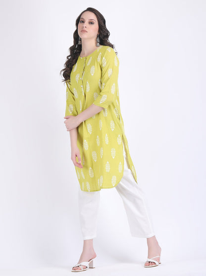 COTTON SELF WOVEN CHOGA KURTA SET APPLE GREEN
