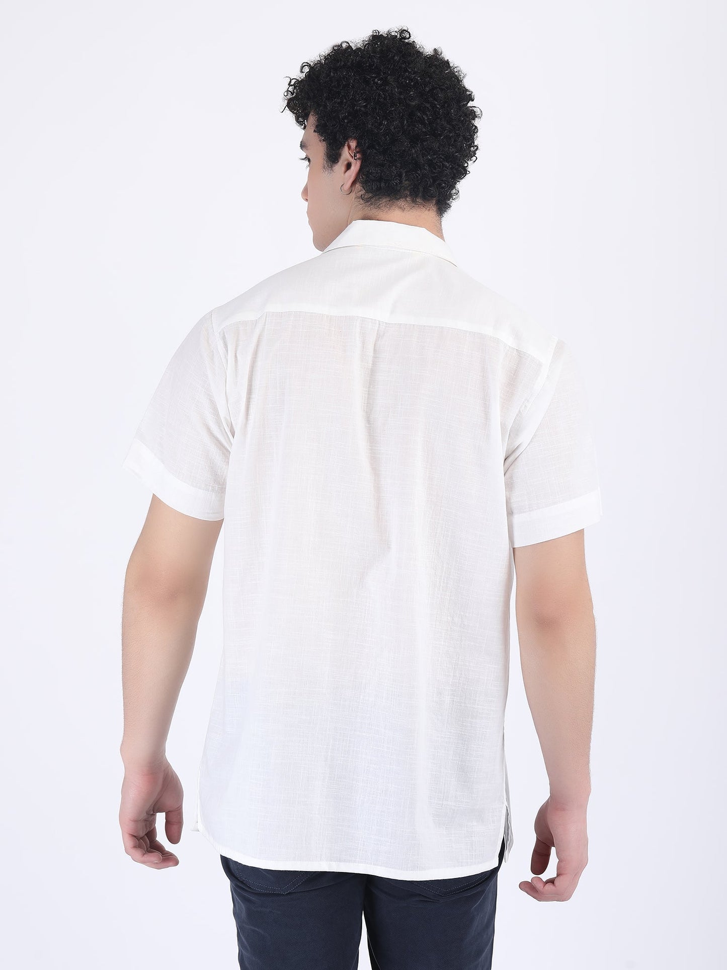 COTTON SLUB LIGHT WEIGHT SUMMER SHIRT IN WHITE