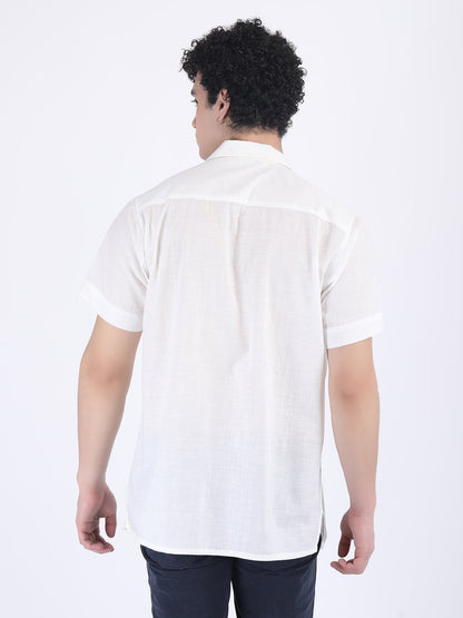 COTTON SLUB LIGHT WEIGHT SUMMER SHIRT IN WHITE