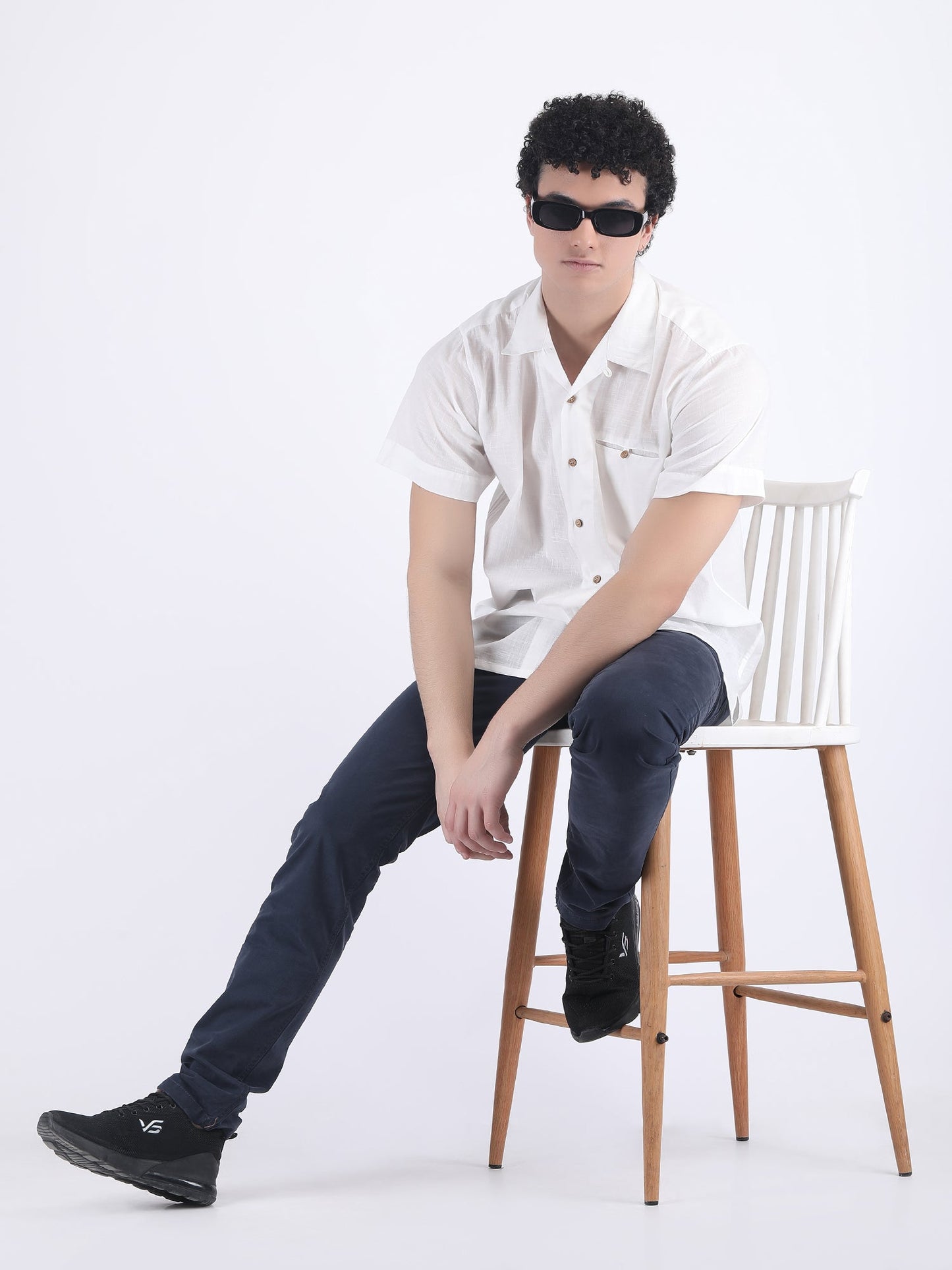 COTTON SLUB LIGHT WEIGHT SUMMER SHIRT IN WHITE