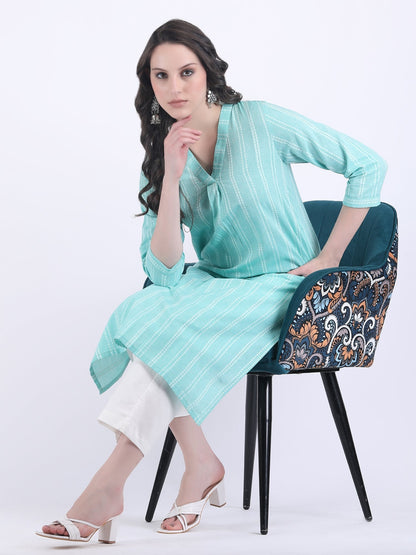 COTTON HANDLOOM COMFORT WEAR KURTA SET BEACH GRASS