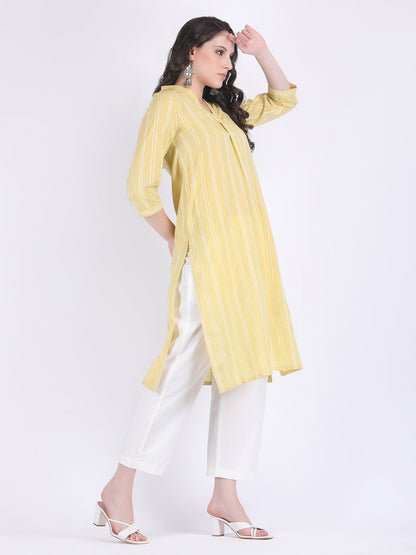 COTTON HANDLOOM COMFORT WEAR KURTA SET FRENCH VANILLA