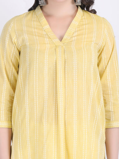 COTTON HANDLOOM COMFORT WEAR KURTA SET FRENCH VANILLA