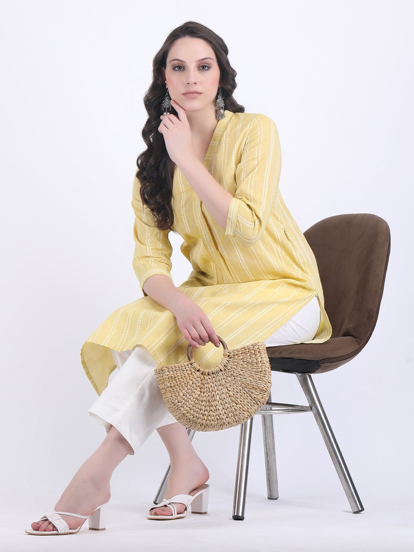 COTTON HANDLOOM COMFORT WEAR KURTA SET FRENCH VANILLA