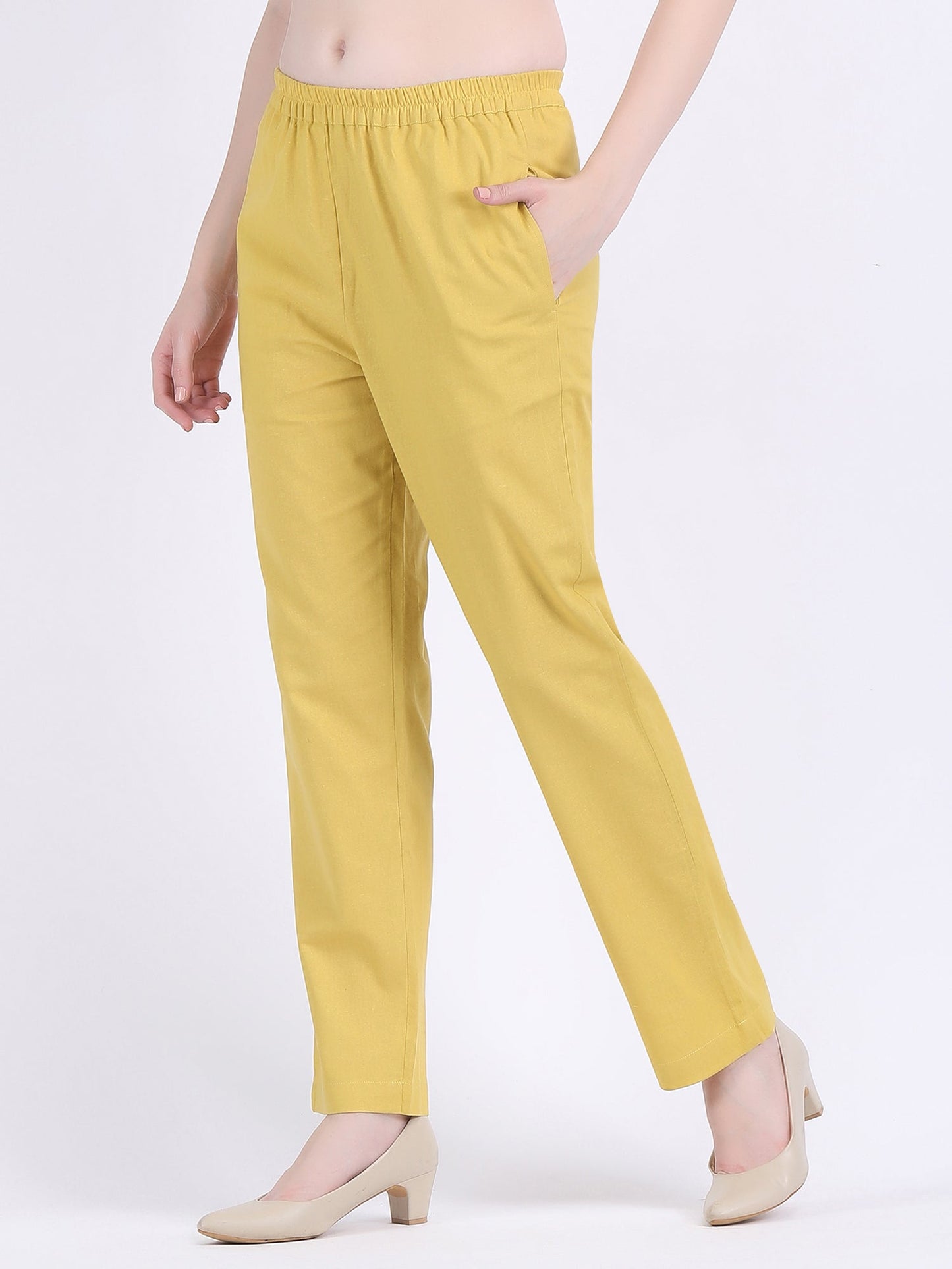 COTTON FLEX COMFORT WEAR KURTA SET LEMON CURRY