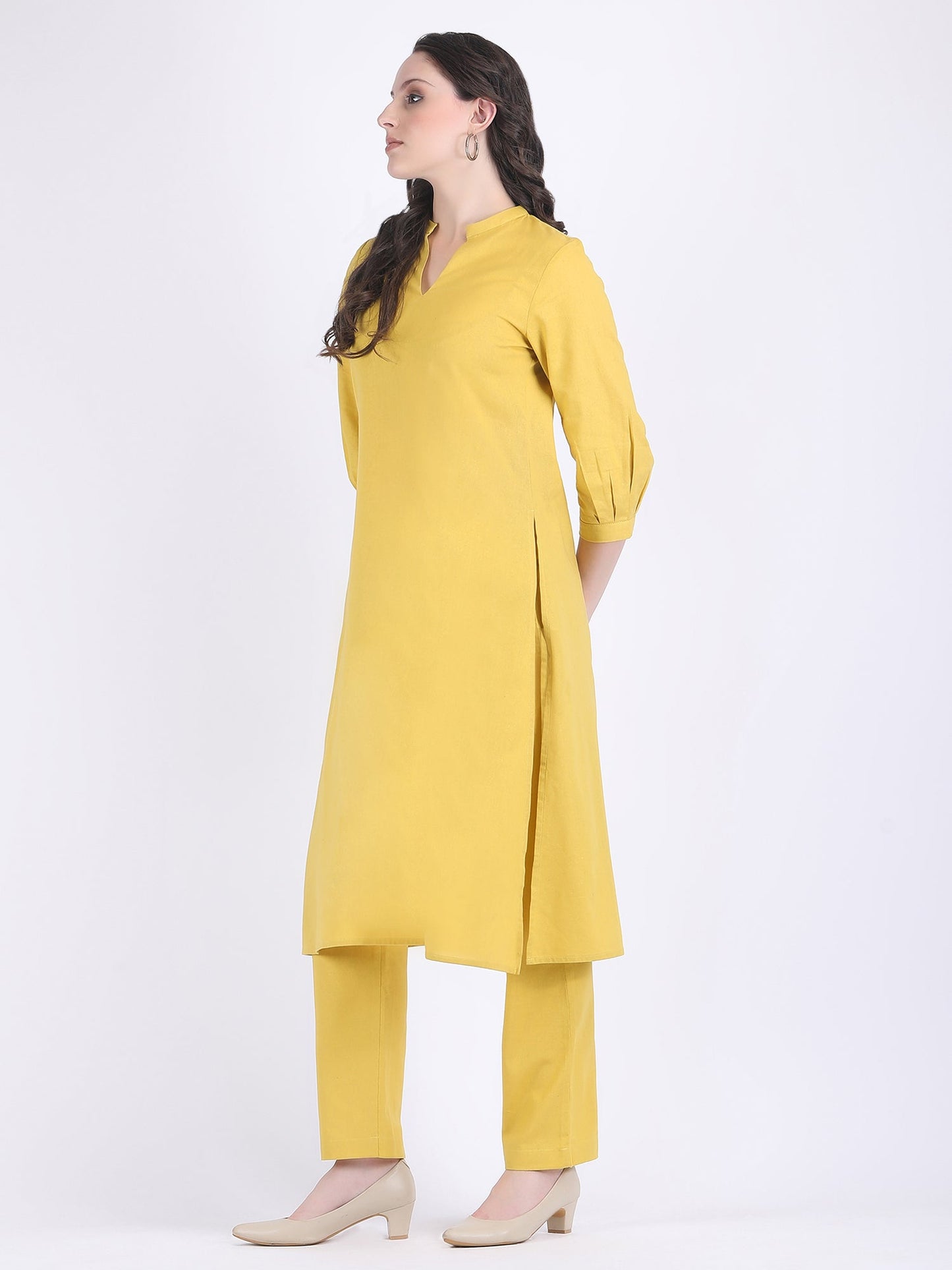 COTTON FLEX COMFORT WEAR KURTA SET LEMON CURRY