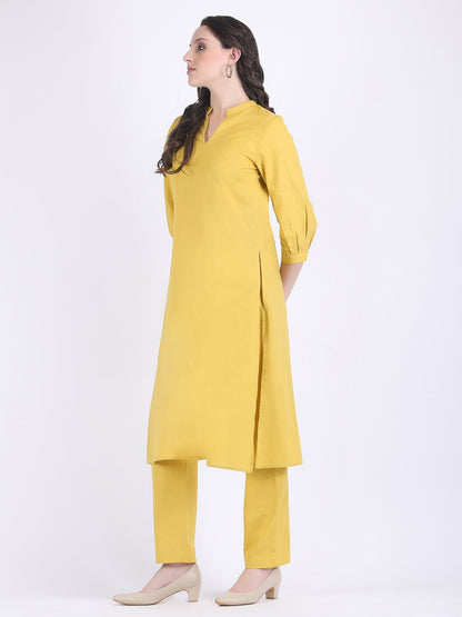 COTTON FLEX COMFORT WEAR KURTA SET LEMON CURRY