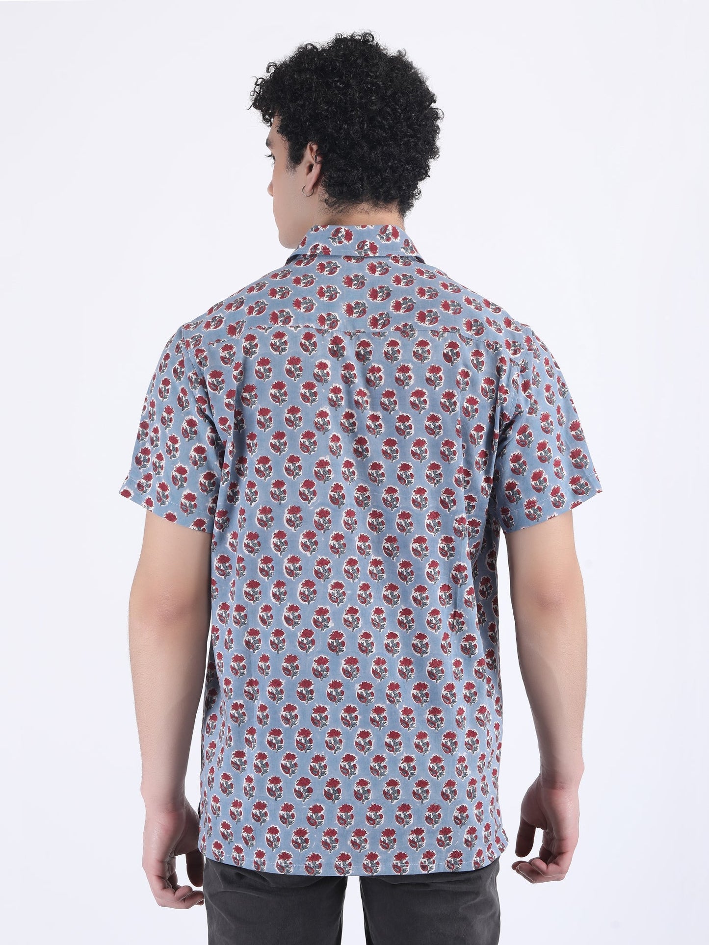 COTTON SUMMER SHIRT BLOCK PRINT IN INDIGO