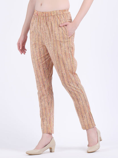 COTTON PAISLEY PRINT BOX PLEATS KURTA WITH PENCIL PANTS MUSTARD