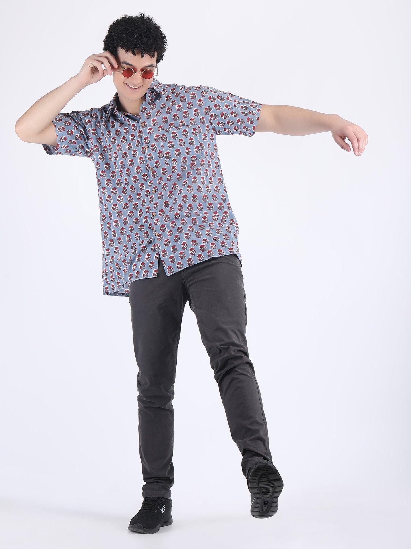 COTTON SUMMER SHIRT BLOCK PRINT IN INDIGO