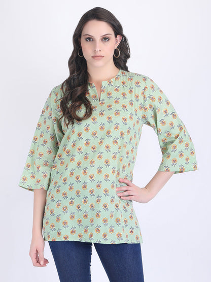 COTTON PRINT KURTI COLOUR GREEN