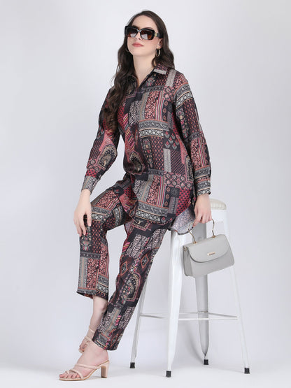 RAYON LONG COORD SET COLOUR BLACK