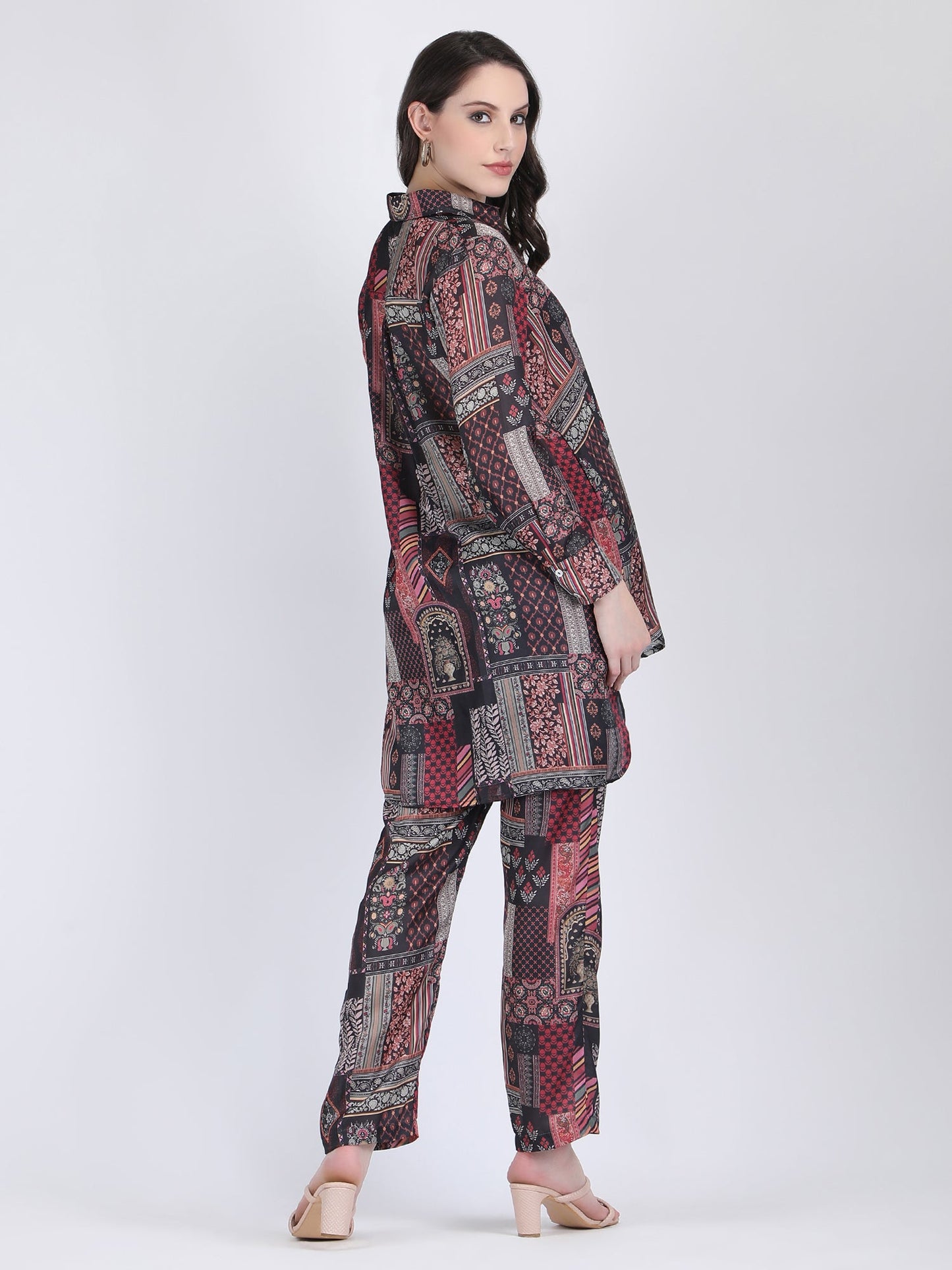 RAYON LONG COORD SET COLOUR BLACK