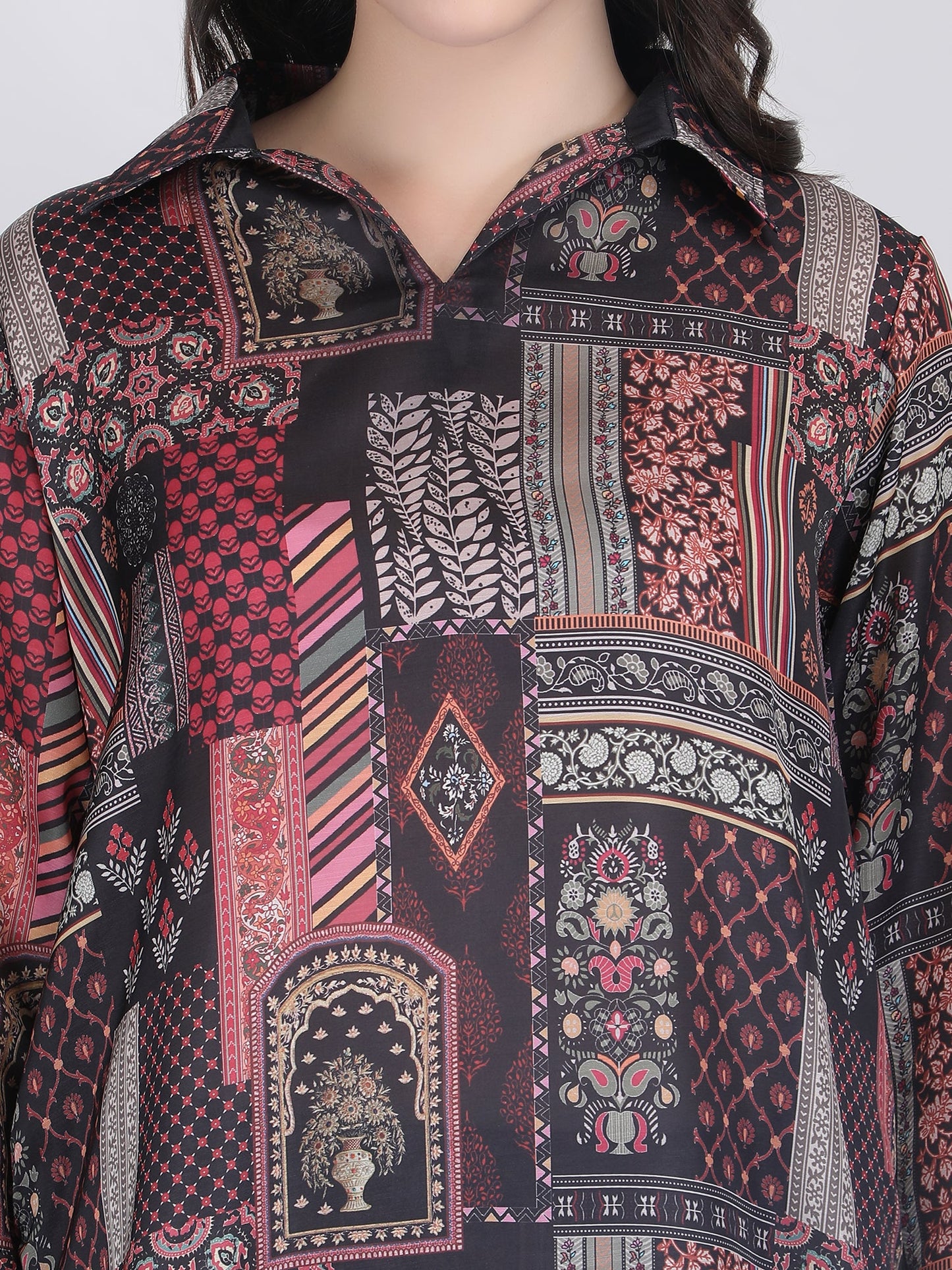 RAYON LONG COORD SET COLOUR BLACK