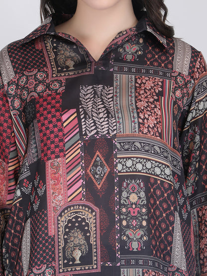 RAYON LONG COORD SET COLOUR BLACK