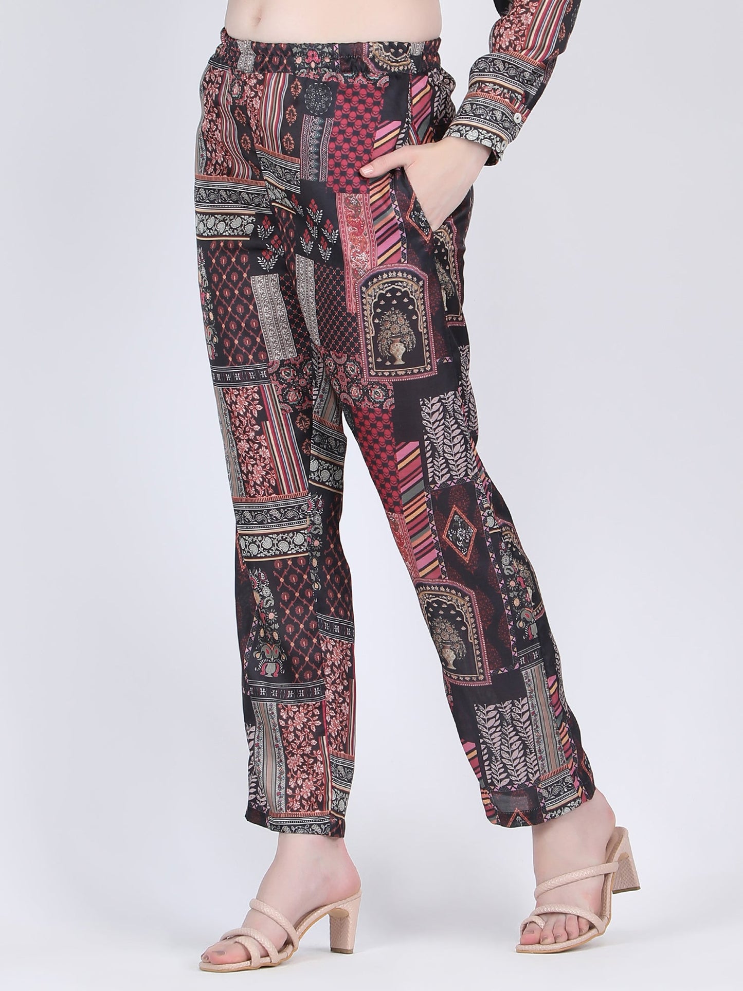 RAYON LONG COORD SET COLOUR BLACK