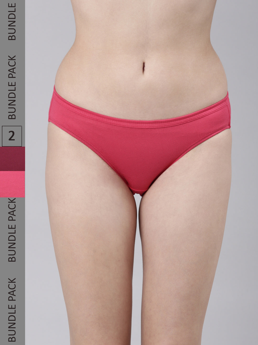Suburbans INNER ELSTIC WAISTBAND SOLID BIKINI (PACK OF 2)