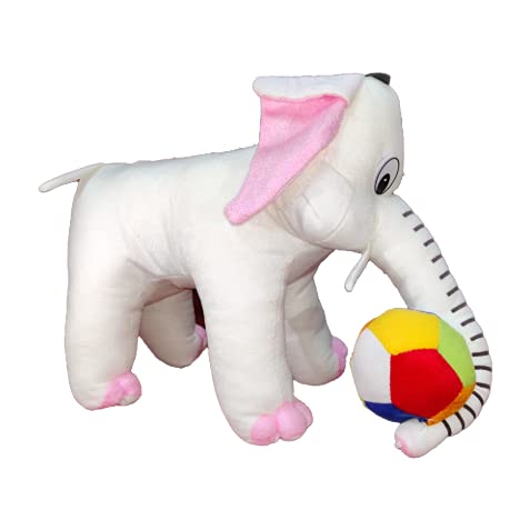 Toy Castle "Soft Toys Huggable Plush Baby Elephant with Multicolor Ball for Kids, Girls and Boys (Ivory, Small)