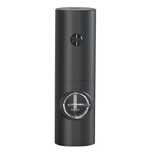 Nedyfix Gravity Electric Pepper Grinder, Battery Powered Grinder, with LED Light for One Hand Operation of Automatic Pepper and Salt Grinder Adjustable Poughness-7in Black