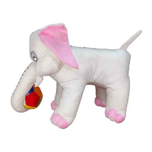 Toy Castle "Soft Toys Huggable Plush Baby Elephant with Multicolor Ball for Kids, Girls and Boys (Ivory, Small)