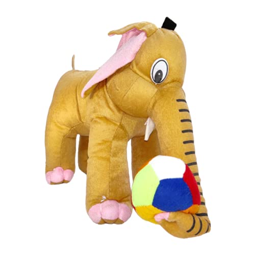 Toy Castle "Soft Toys Huggable Plush Baby Elephant with Multicolor Ball for Kids, Girls and Boys (Brown, Small)